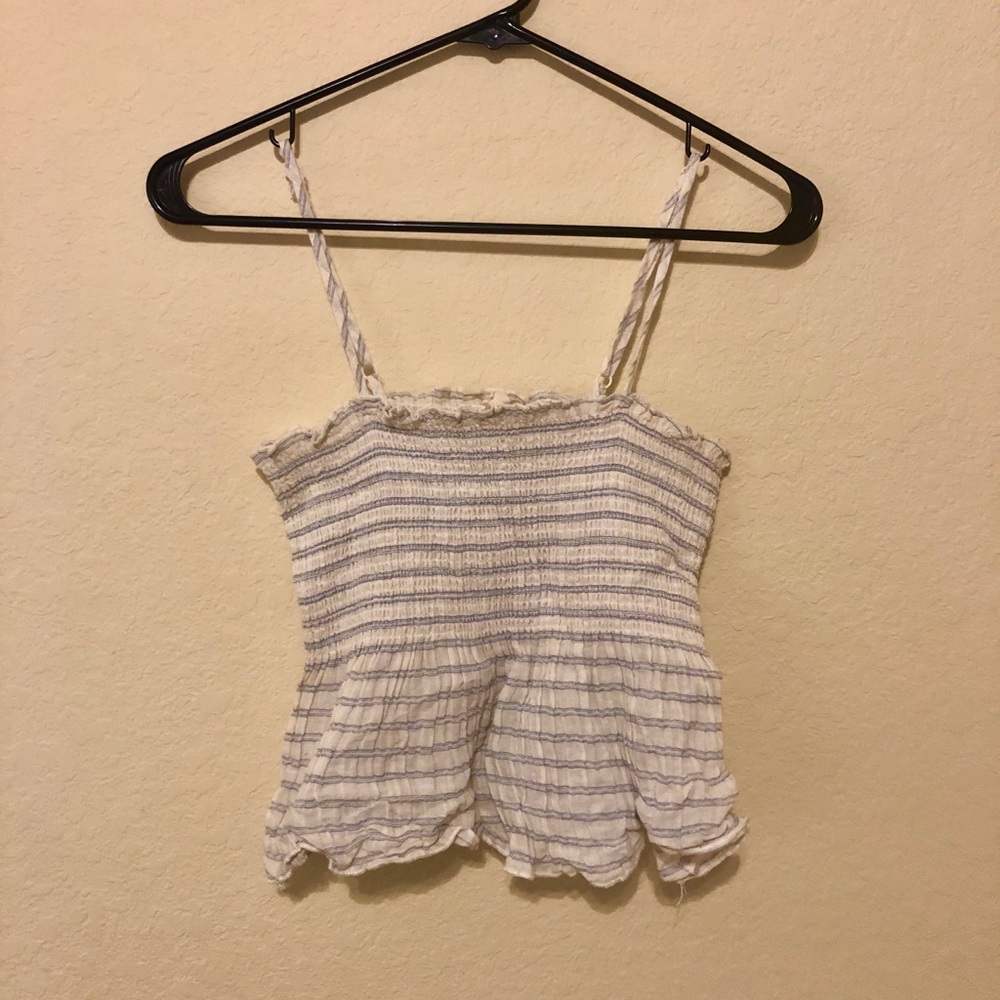 Stripped Print Shirred Crop Top